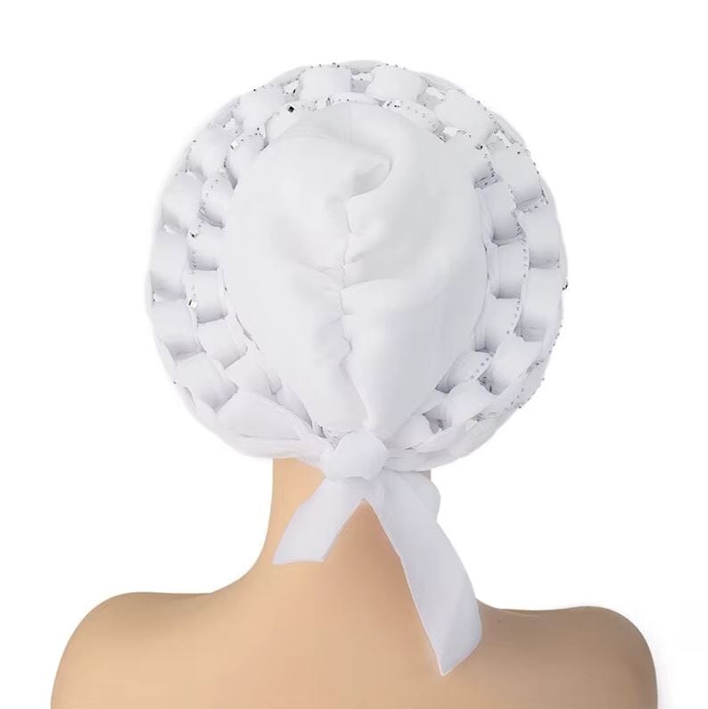 Women African Turban Auto Gele Head Wrap with stones Hat jehouze