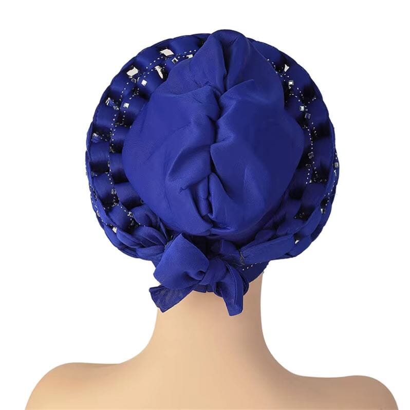Women African Turban Auto Gele Head Wrap with stones Hat jehouze