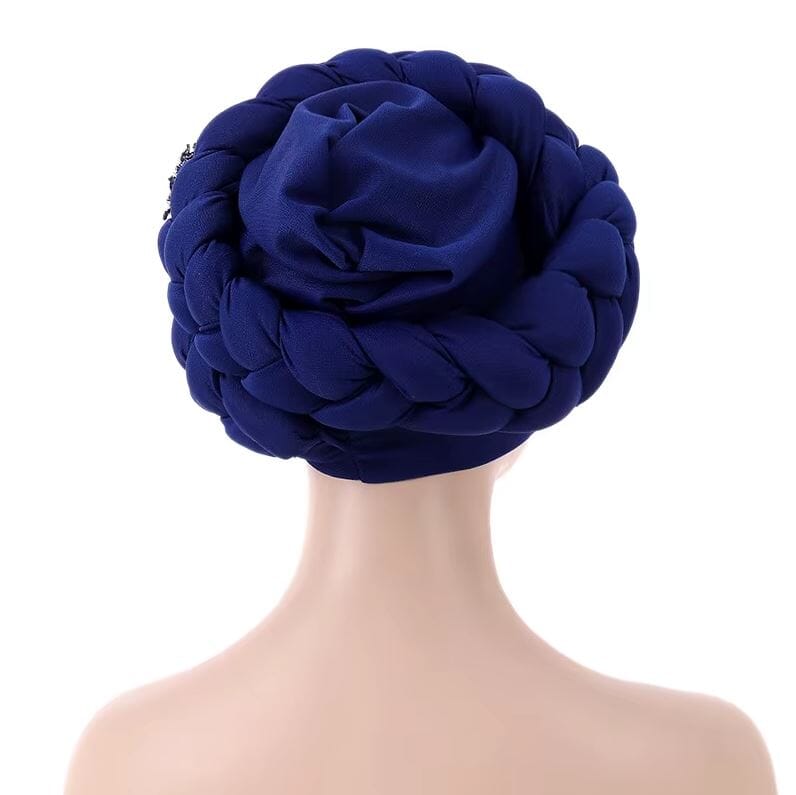 Women African Turban Braid Rhinestone brooch Twisted Headwear Hat jehouze