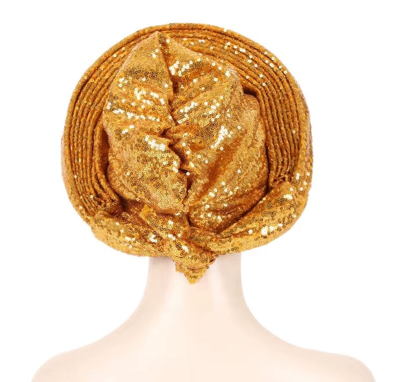 Women African Turban Sequin Nigeria Headwear Hat jehouze
