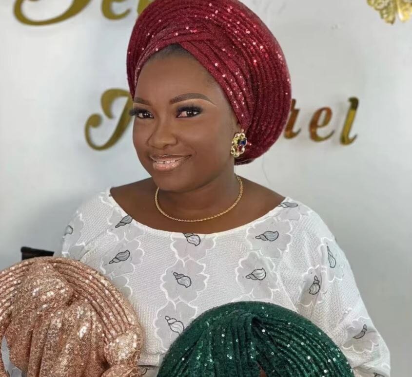 Women African Turban Sequin Nigeria Headwear Hat jehouze