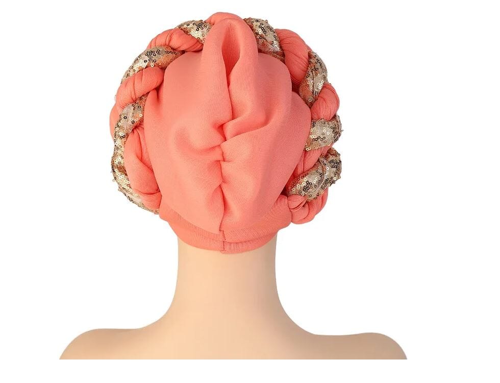 Women African Turban Sequins Scarf Beanie Cap Headwear Hat jehouze