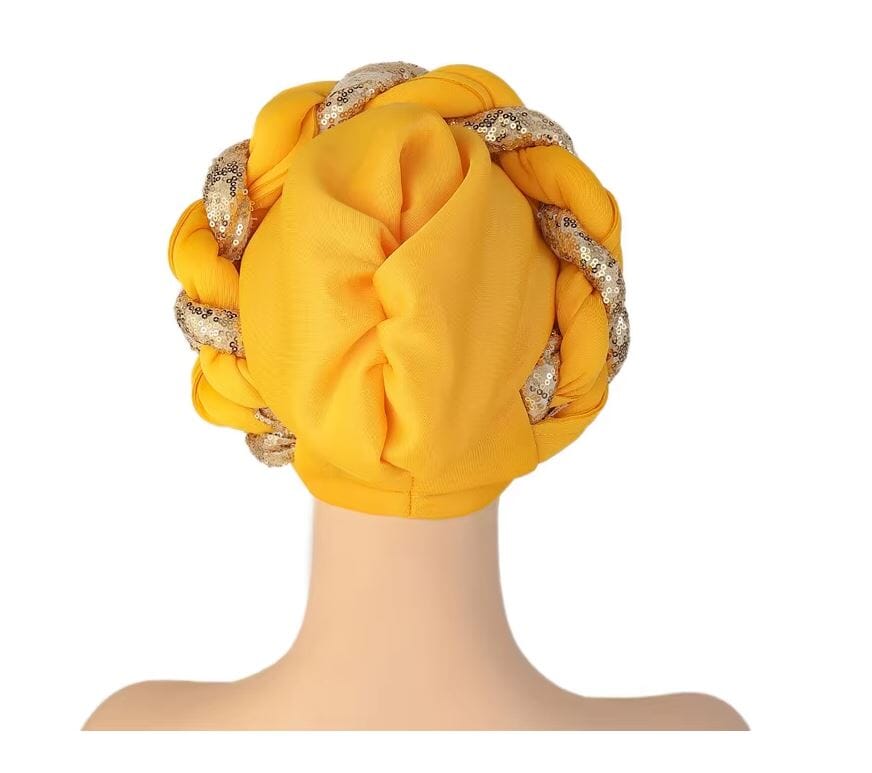 Women African Turban Sequins Scarf Beanie Cap Headwear Hat jehouze