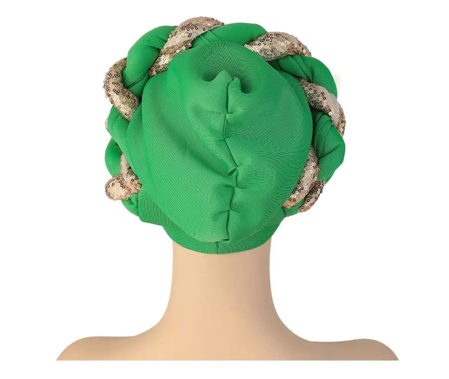 Women African Turban Sequins Scarf Beanie Cap Headwear Hat jehouze