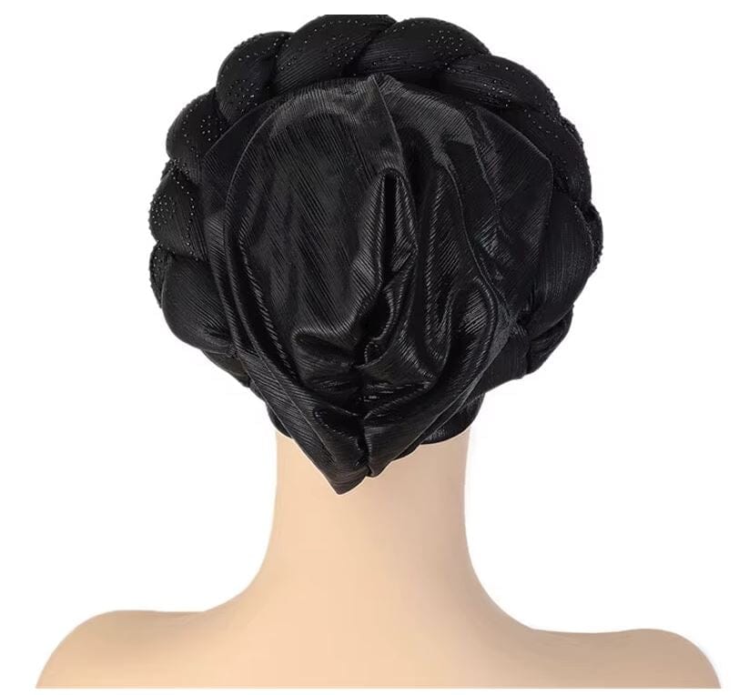 Women African Turban Twisted Rhinestone Headwear Hat jehouze