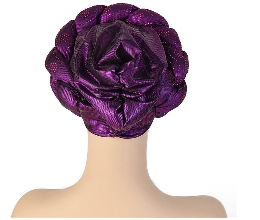 Women African Turban Twisted Rhinestone Headwear Hat jehouze