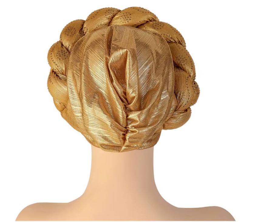 Women African Turban Twisted Rhinestone Headwear Hat jehouze