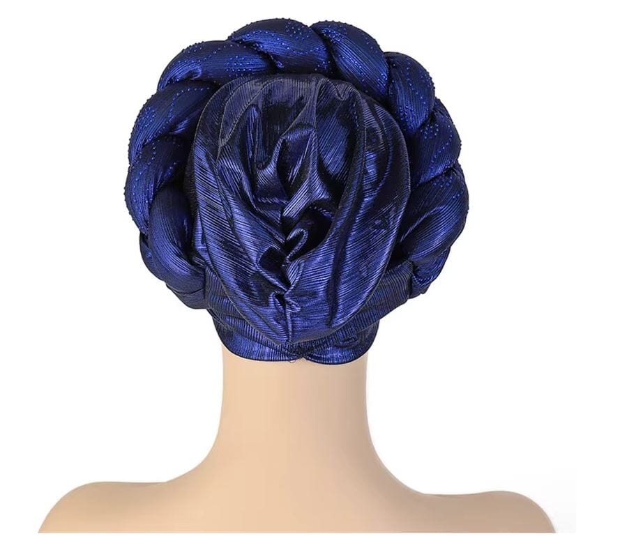 Women African Turban Twisted Rhinestone Headwear Hat jehouze