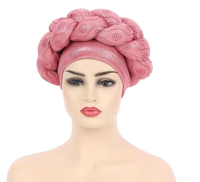Women African Turban Twisted Rhinestone Headwear Hat jehouze