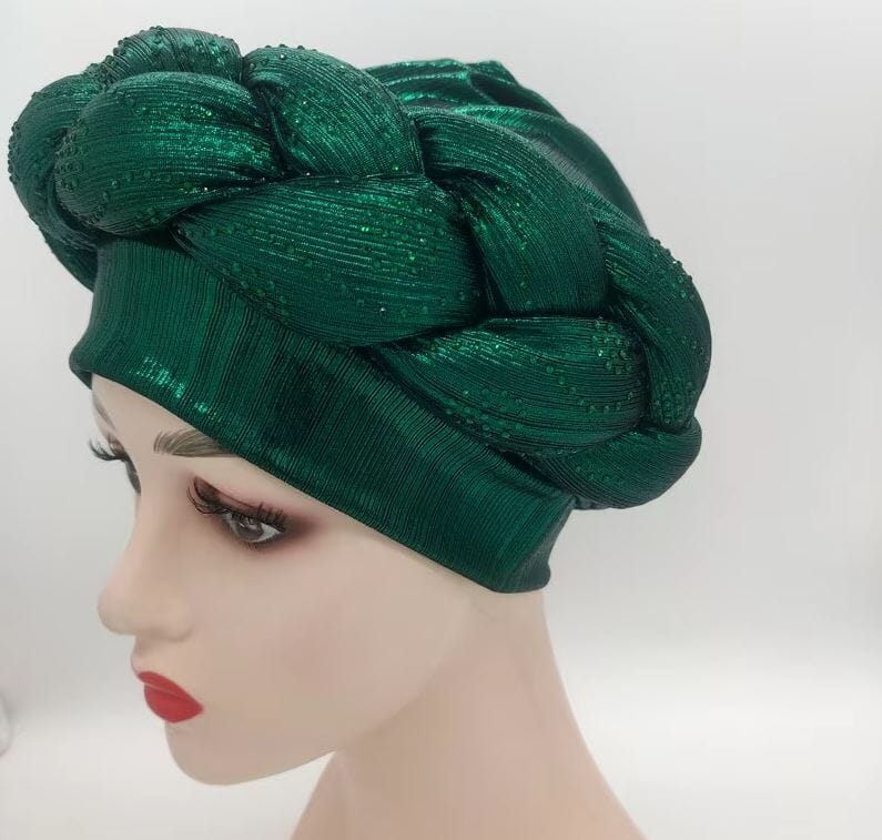 Women African Turban Twisted Rhinestone Headwear Hat jehouze