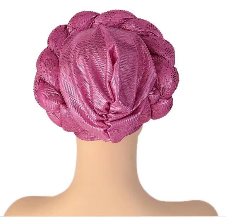 Women African Turban Twisted Rhinestone Headwear Hat jehouze