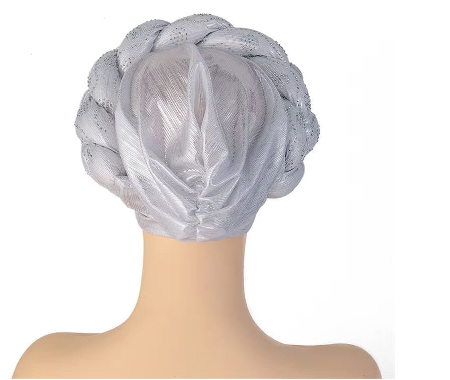 Women African Turban Twisted Rhinestone Headwear Hat jehouze