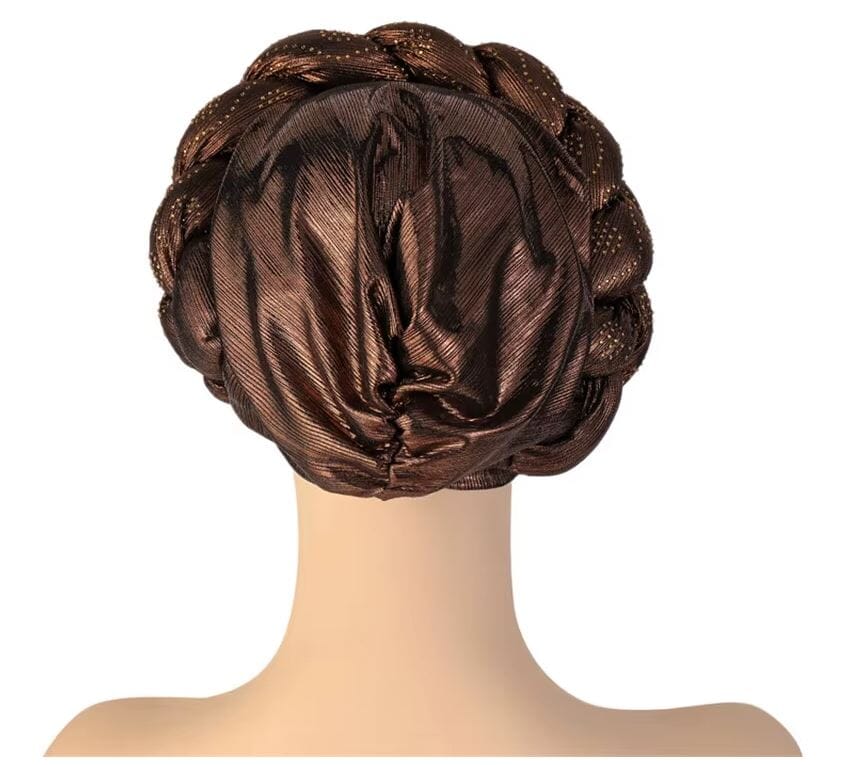 Women African Turban Twisted Rhinestone Headwear Hat jehouze