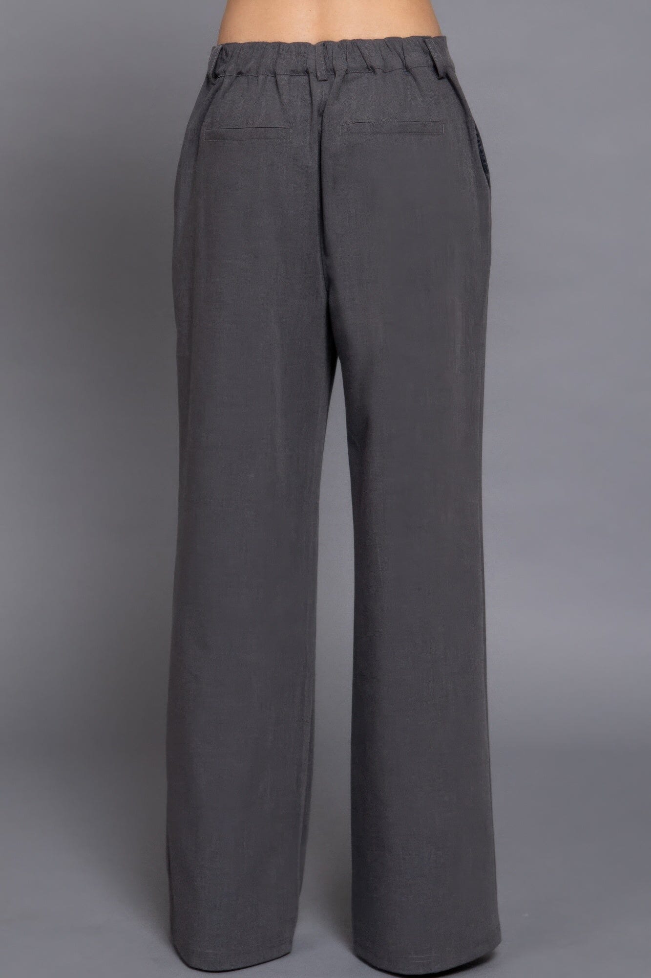 Women Back elastic straight woven long pants Pants jehouze