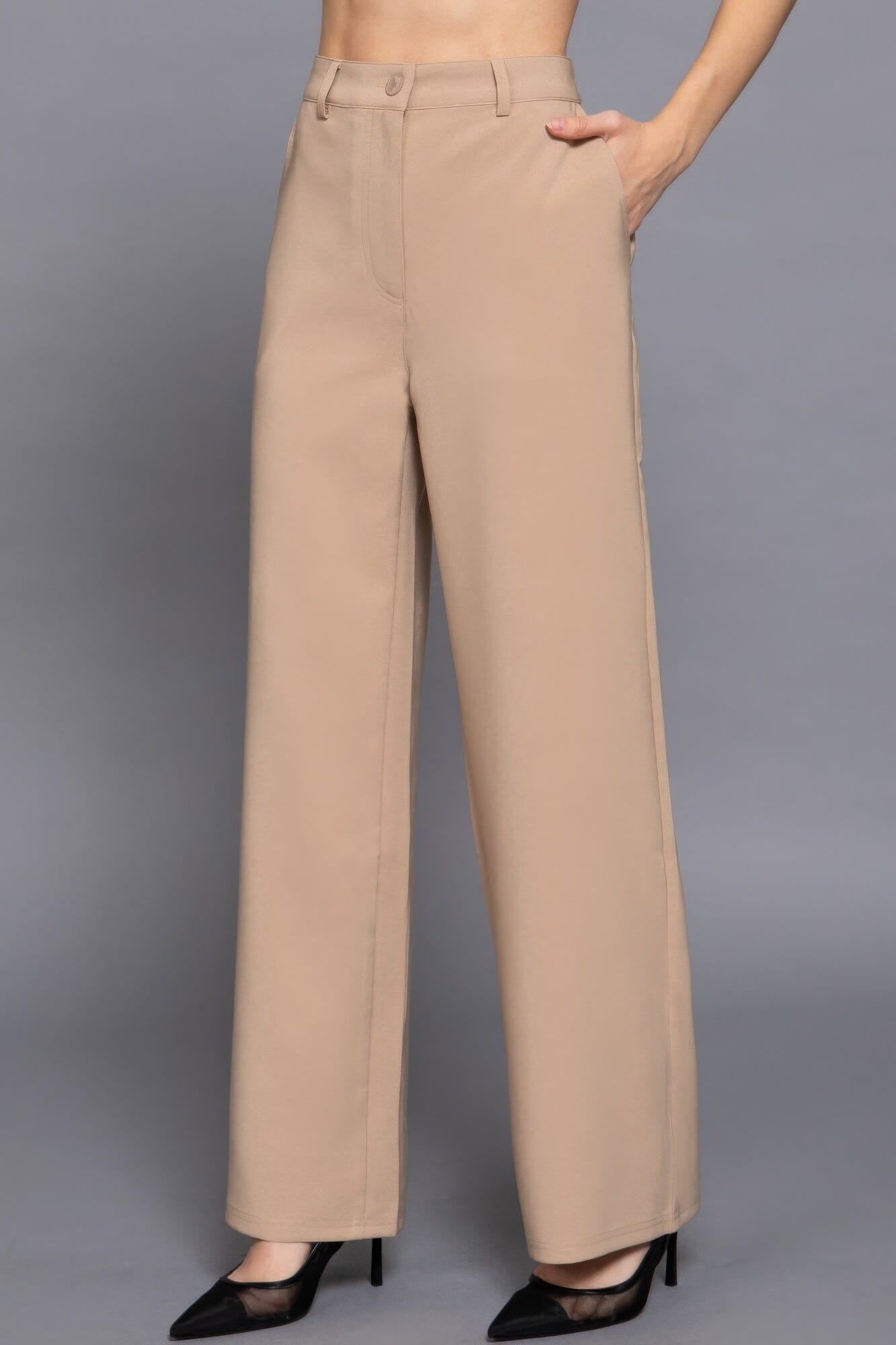 Women Back elastic straight woven long pants Pants jehouze