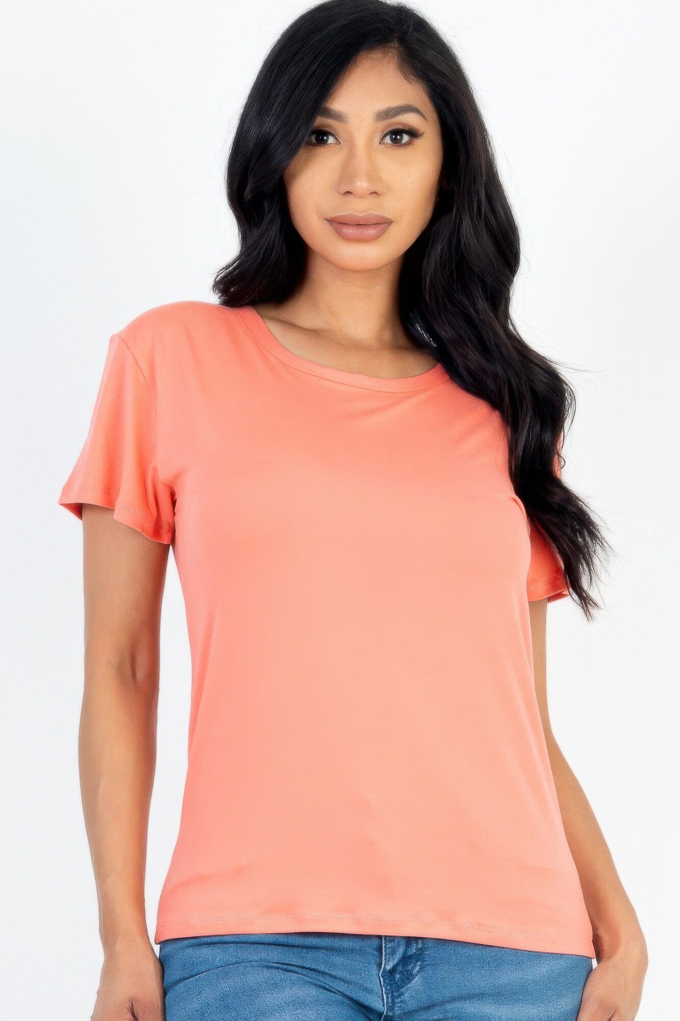Women Basic Short Sleeve T-shirt Shirts & Tops jehouze Flamingo S