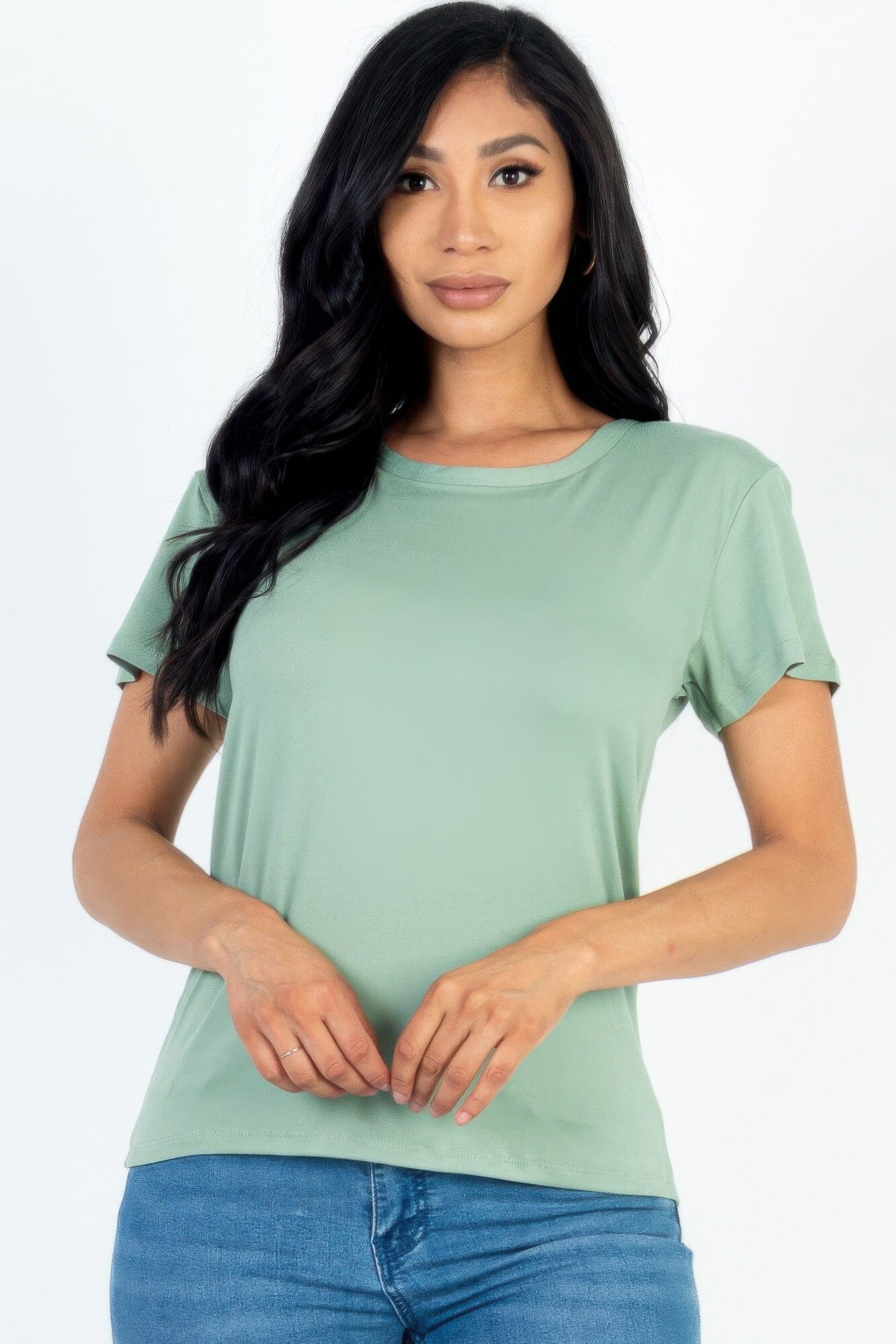 Women Basic Short Sleeve T-shirt Shirts & Tops jehouze Green bay S