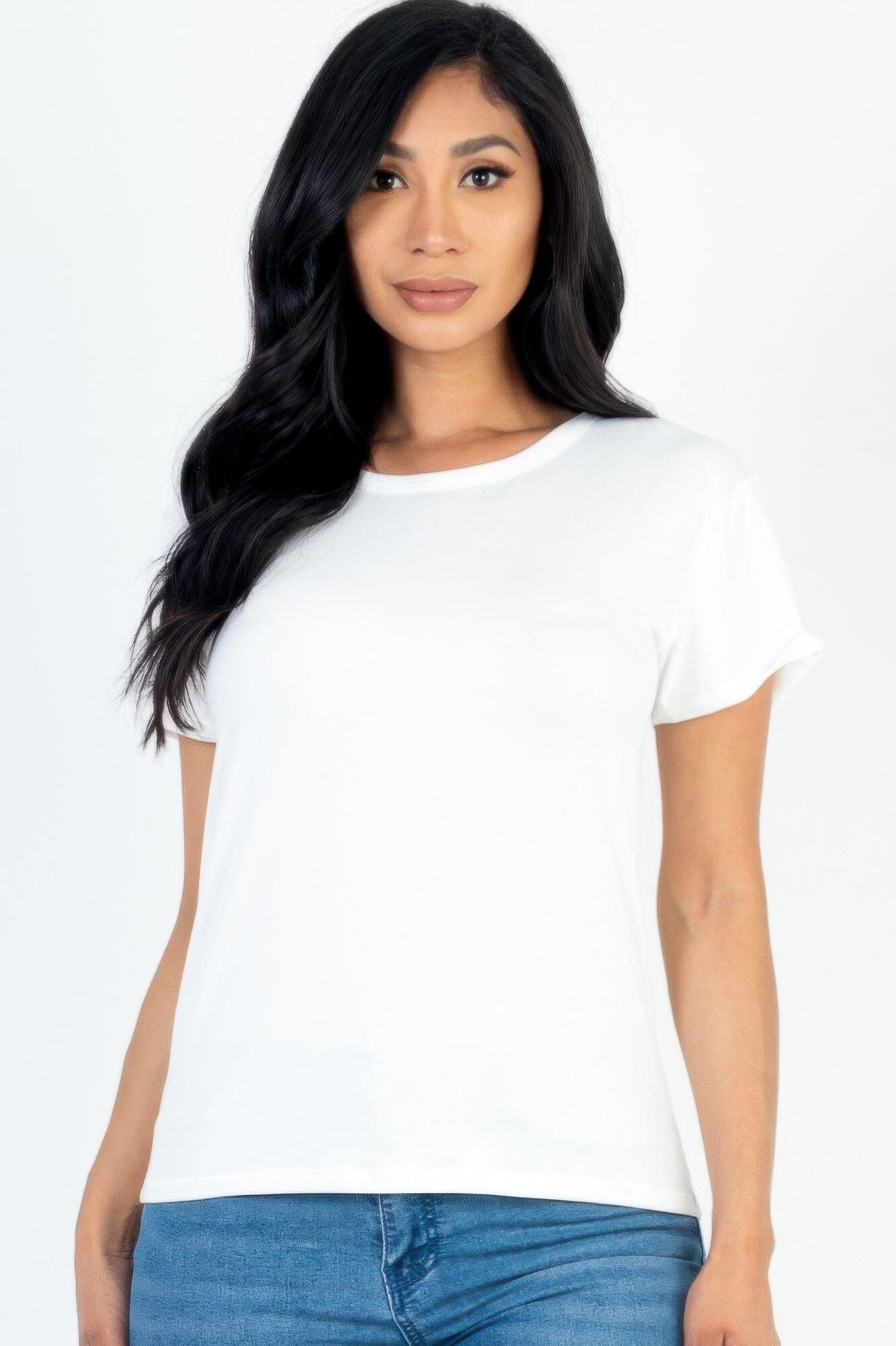 Women Basic Short Sleeve T-shirt Shirts & Tops jehouze White S