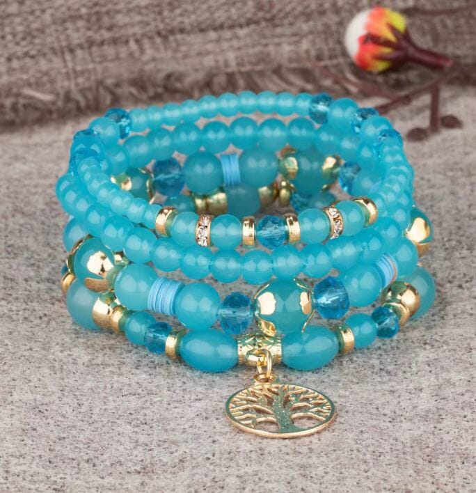 Women Bohemian 4 pc Tree of Life Stretch Bracelet Set Bracelets jehouze 6