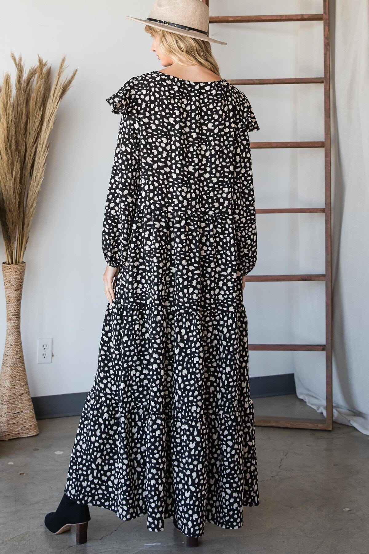 Women Bohemian Floral Long Sleeve Maxi Dress Dresses jehouze