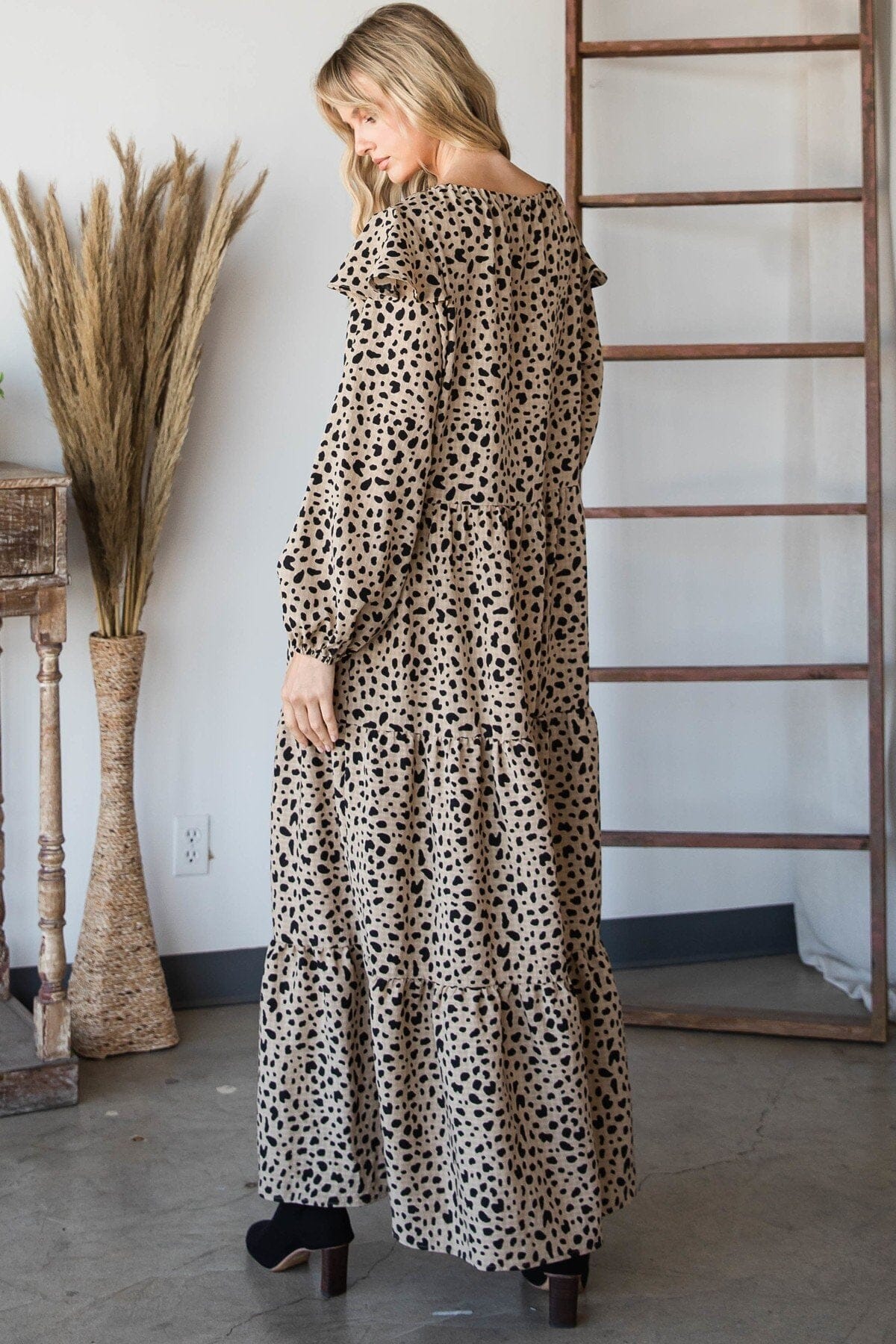 Women Bohemian Floral Long Sleeve Maxi Dress Dresses jehouze