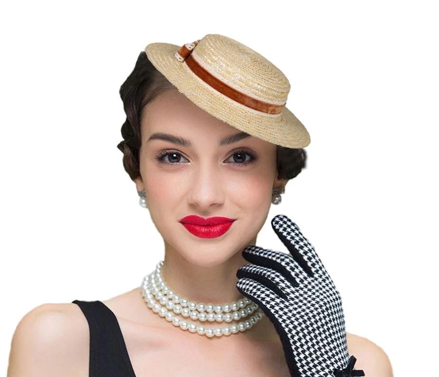 Women Bowknot Straw Fedora Vintage Fascinator Hat Hat jehouze