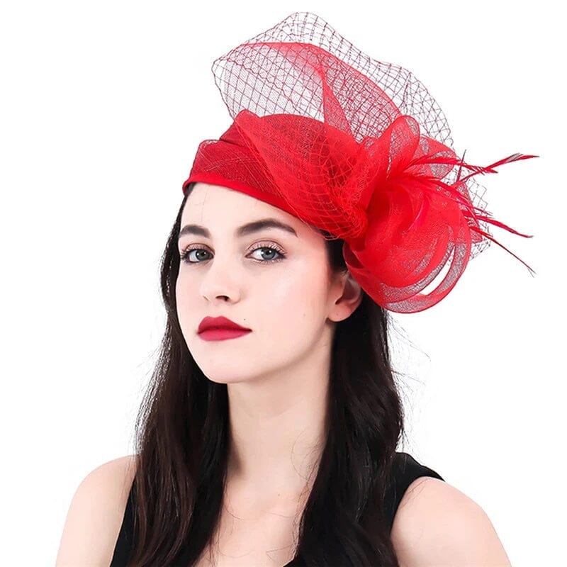Women Bridal Wedding Hats Fascinator Church Cocktail Feather Veil Headdress Derby Cap Hat jehouze