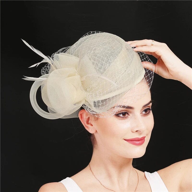 Women Bridal Wedding Hats Fascinator Church Cocktail Feather Veil Headdress Derby Cap Hat jehouze