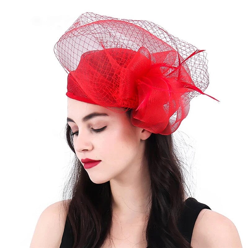 Women Bridal Wedding Hats Fascinator Church Cocktail Feather Veil Headdress Derby Cap Hat jehouze