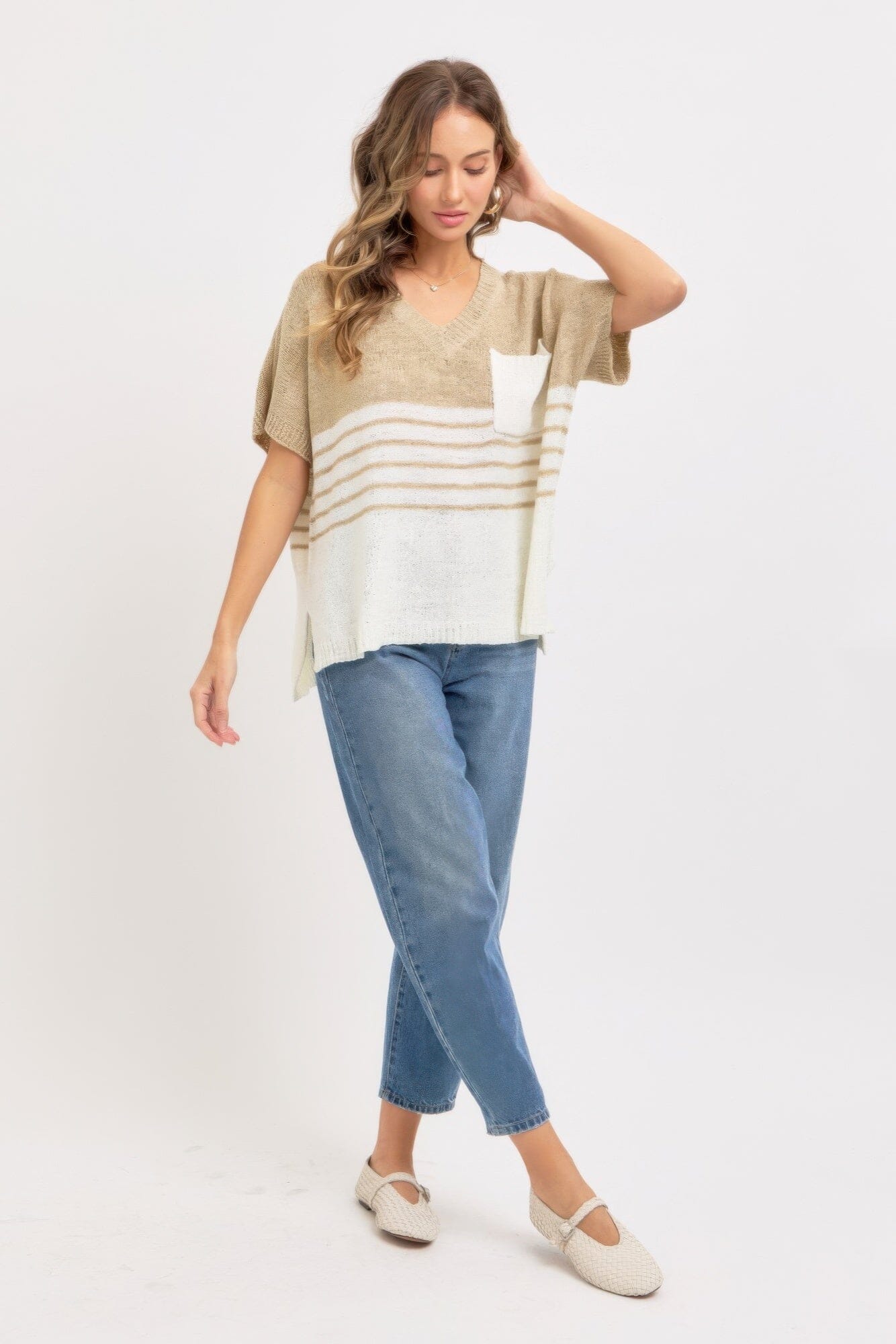 Women Casual Oversized Short Sleeve Knit Top Shirts & Tops jehouze
