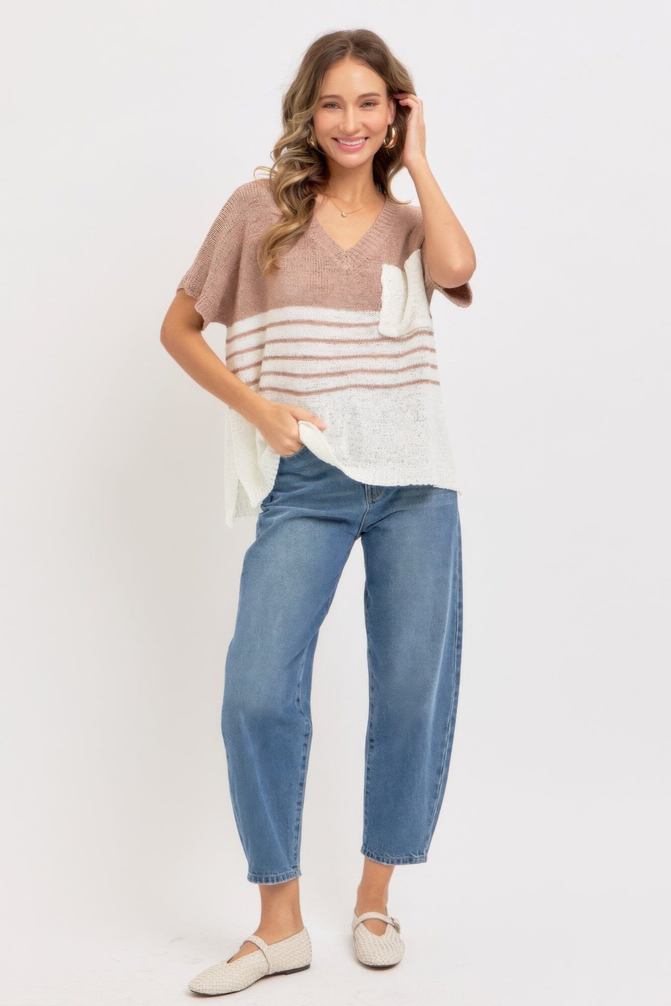 Women Casual Oversized Short Sleeve Knit Top Shirts & Tops jehouze