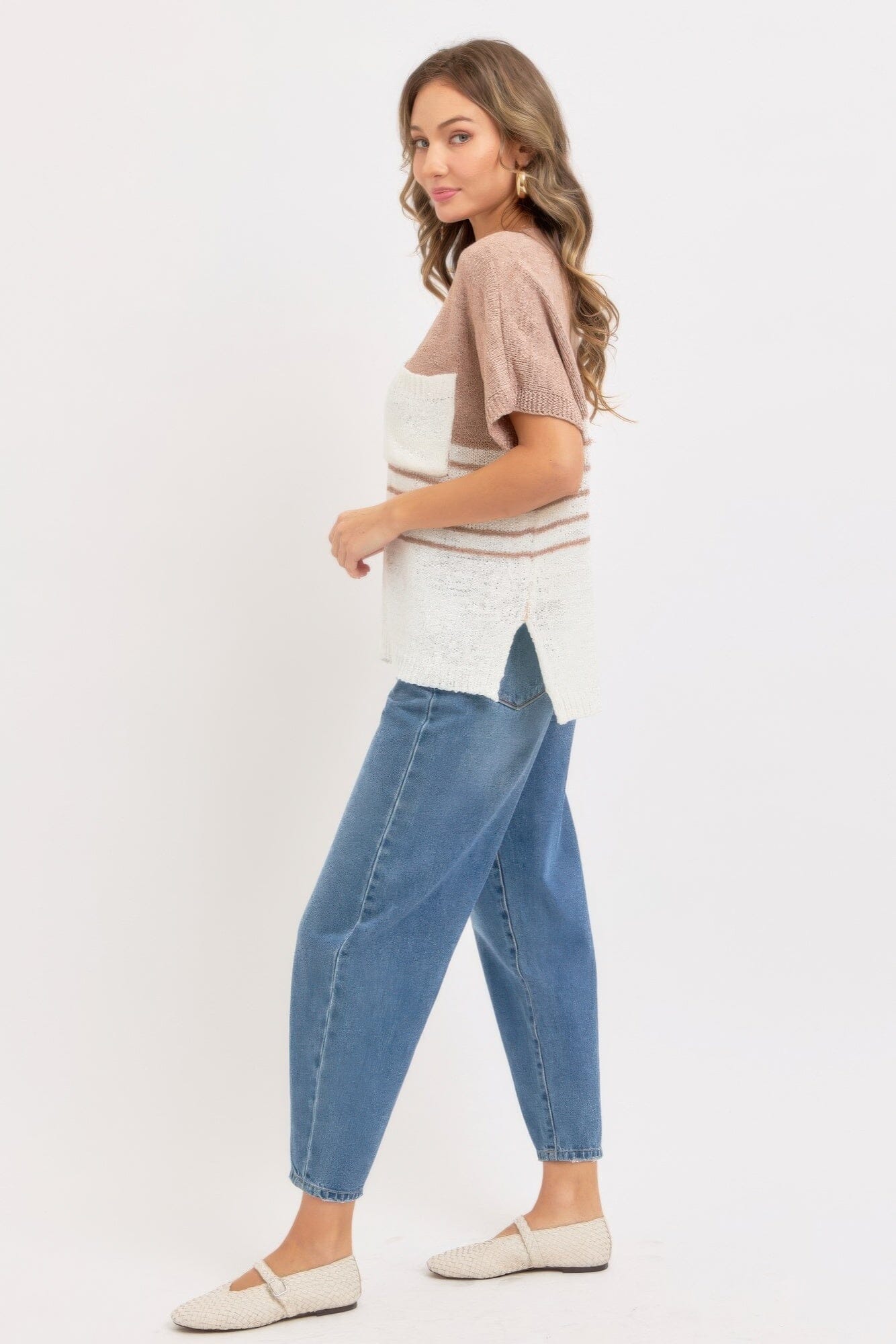 Women Casual Oversized Short Sleeve Knit Top Shirts & Tops jehouze