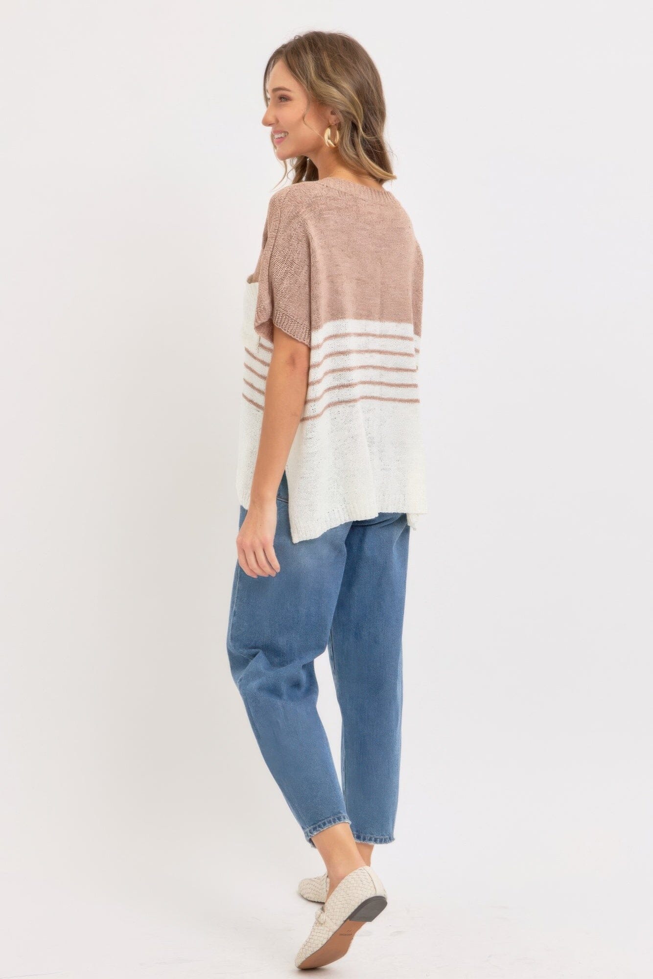 Women Casual Oversized Short Sleeve Knit Top Shirts & Tops jehouze