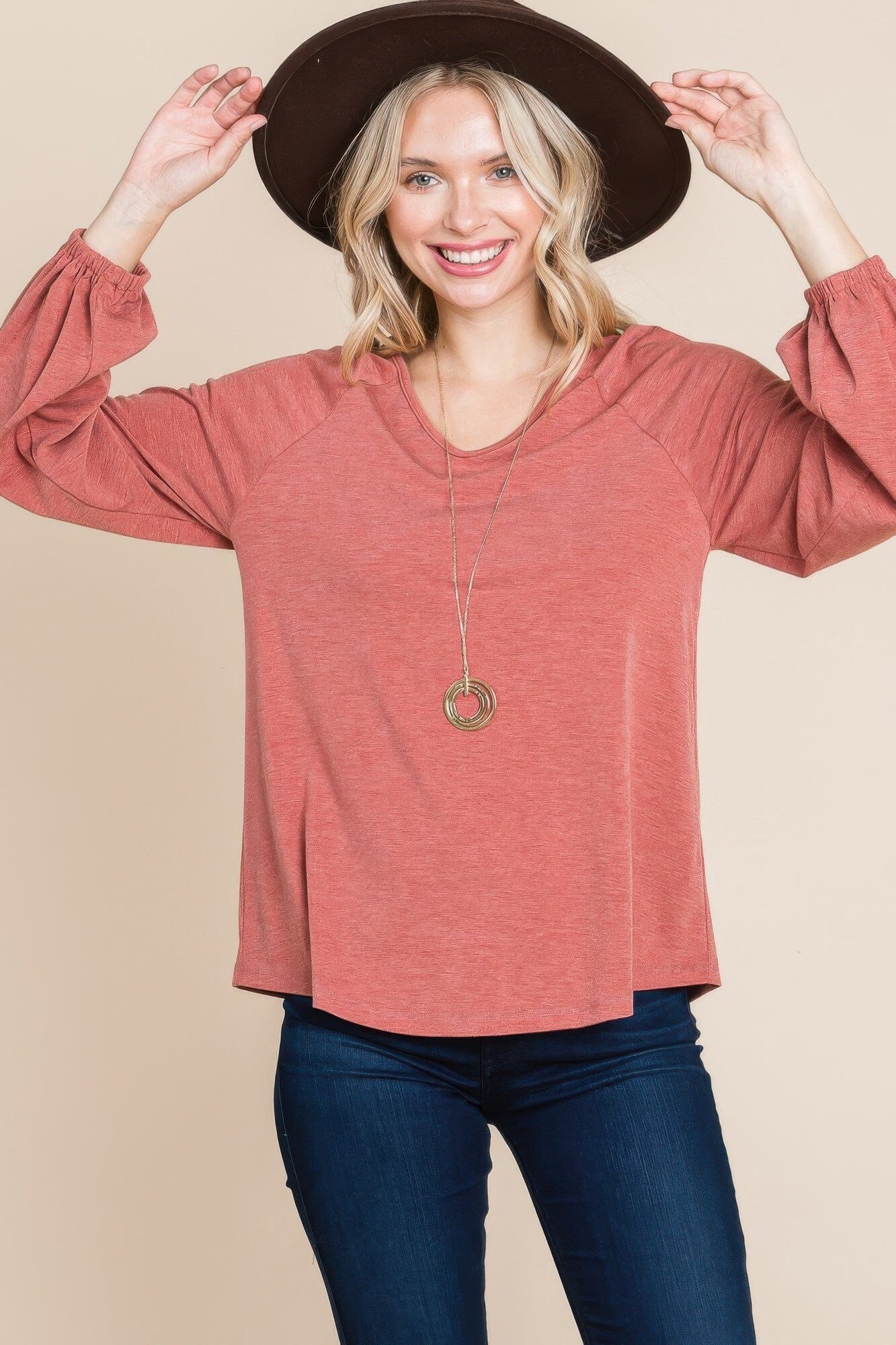 Women Casual V Neck Basic Long Sleeve Top Shirts & Tops jehouze