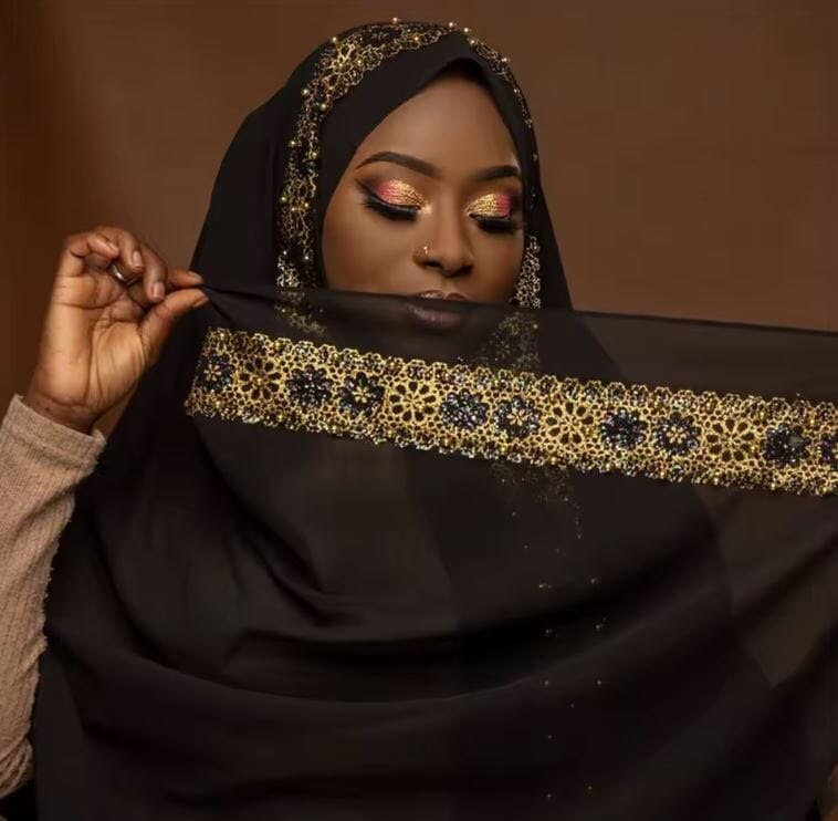 Women Chiffon Gold Beads Muslim Head Scarf Hijab Hat jehouze