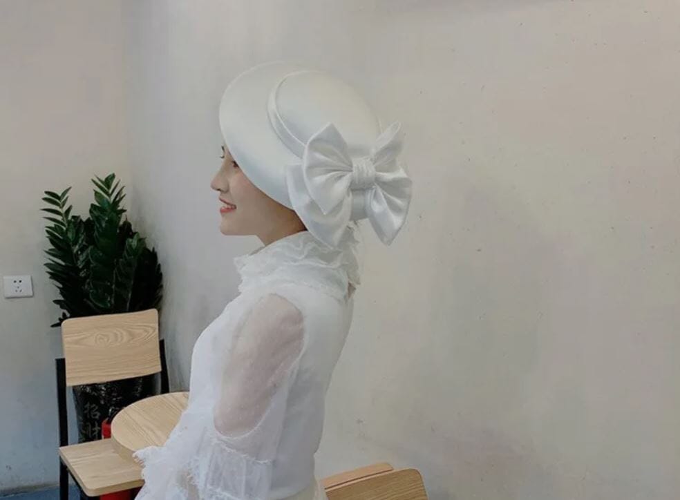 Women Church Derby Hat Wide Brim Bow Wedding Fascinator Bridal Tea Part Dress Hat_ Hat jehouze 