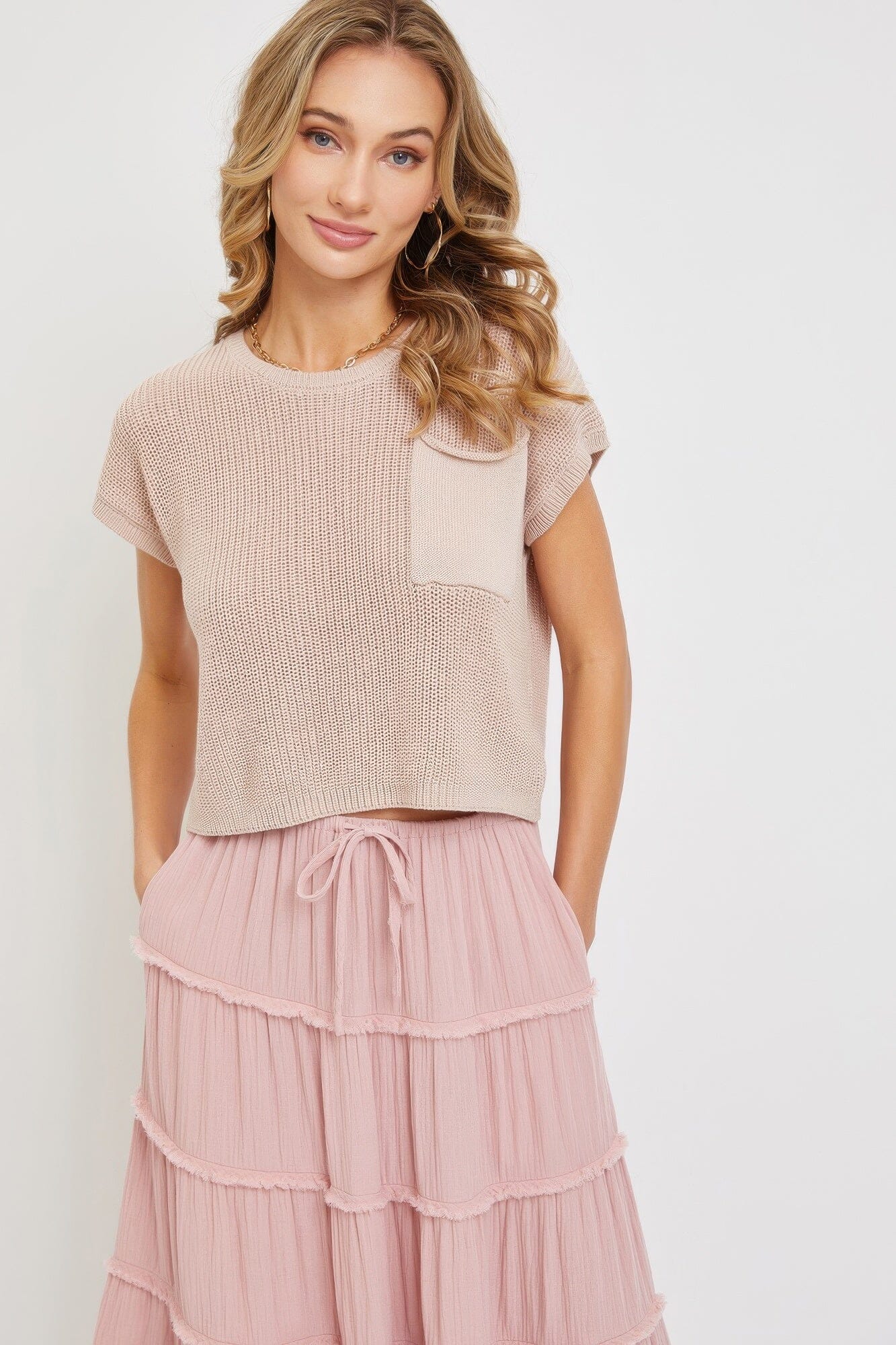 Women Cotton Gauze Tiered Maxi Skirt Skirts jehouze
