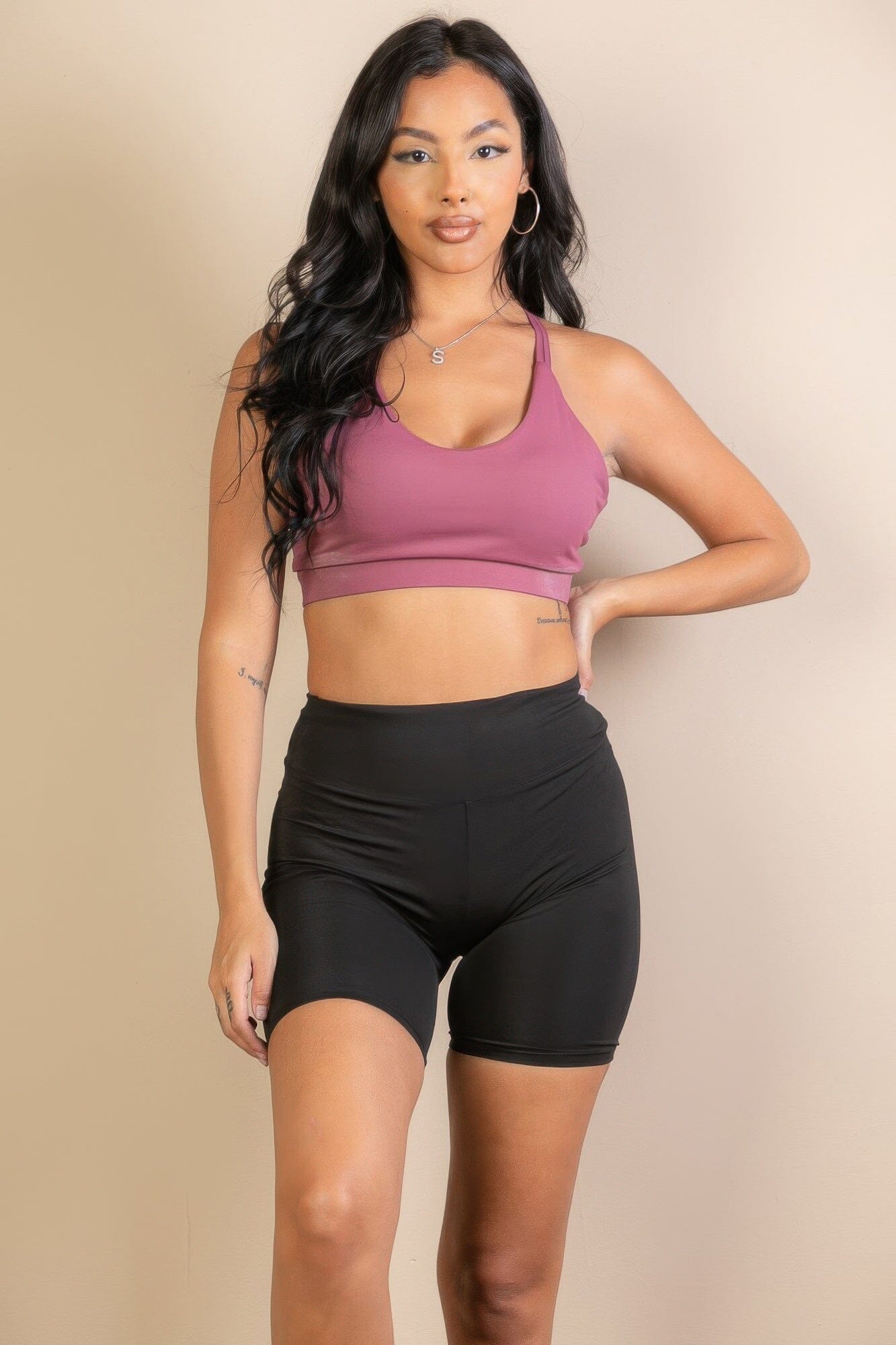 Women Criss Cross Back Sports Bra Top Shirts & Tops jehouze Dusty Cedar XS