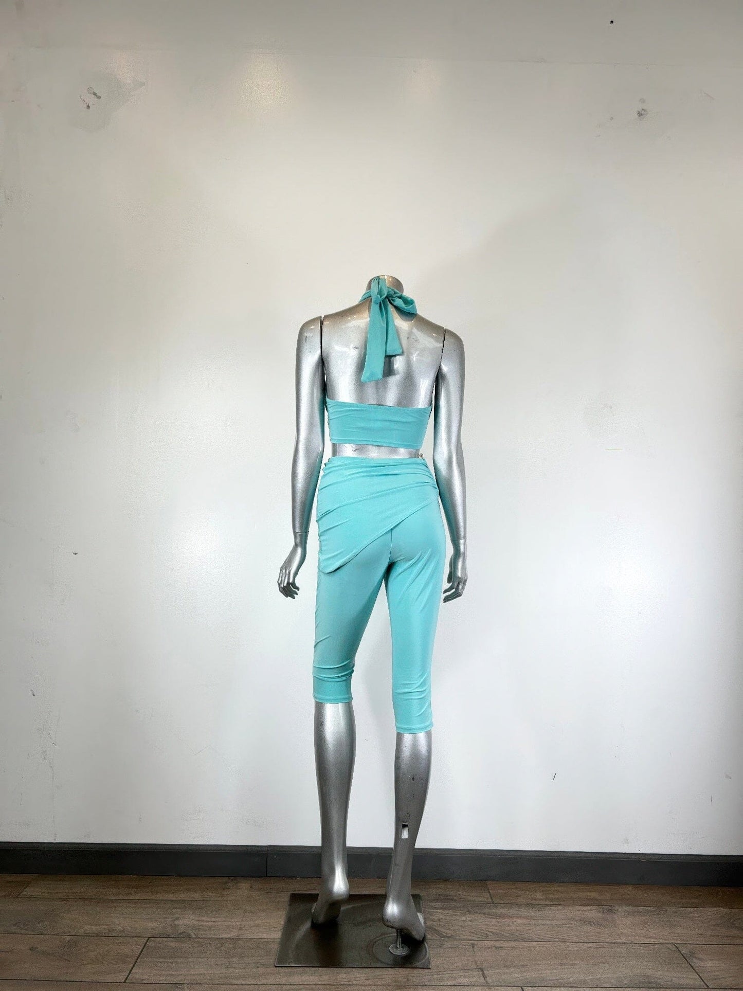 Women Crisscross Halter twisted Knot Detail self-tie Set Outfit Sets jehouze