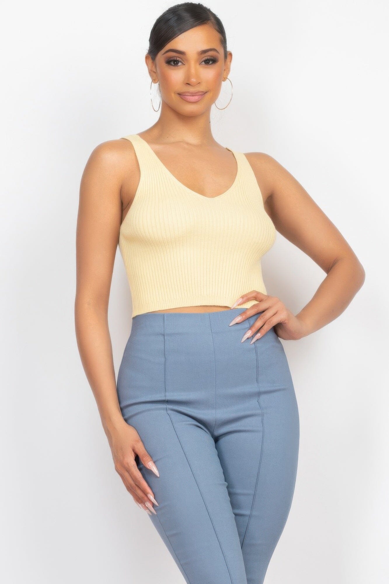 Women Crop Tank Top & Cardigan Sweater Set Shirts & Tops jehouze