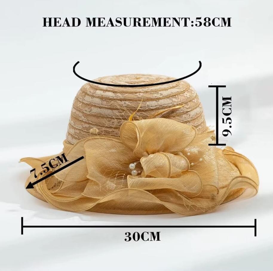 Women Derby Church Dress Hat Wide Brim Flower Bridal Shower Hat Hat jehouze