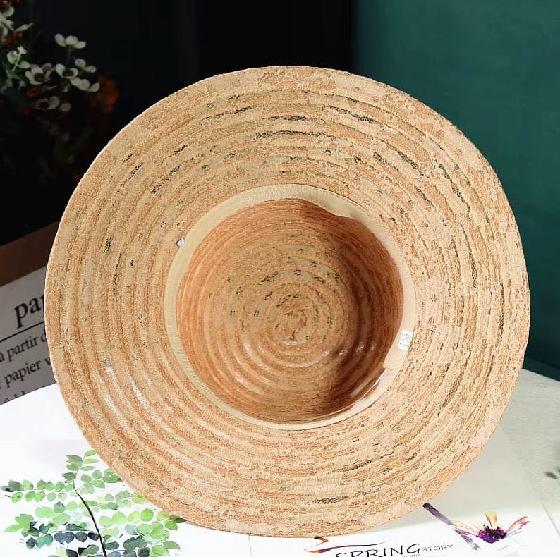 Women Derby Church Pearl Wide Brim Flower Bridal Shower Sun Hat Hat jehouze