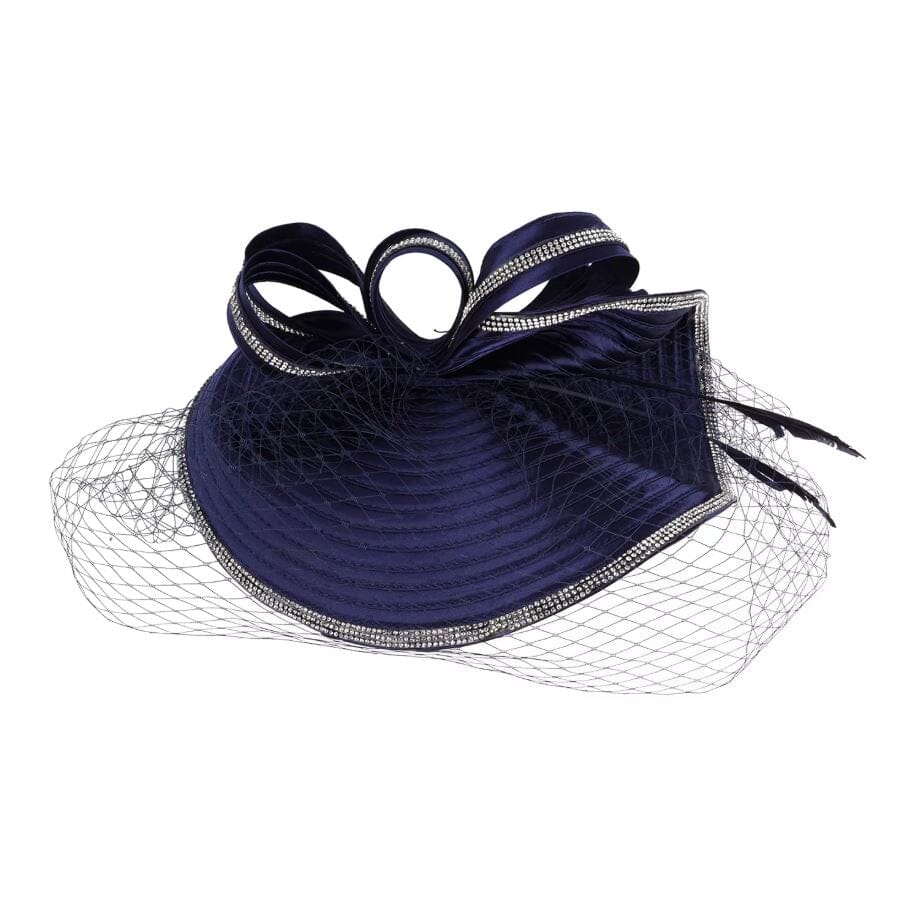 Women Diamond-studded Luxurious Banquet Wedding Dance Party Feather Headwear Fascinator Veil Hat Hat jehouze 10-Navy Blue