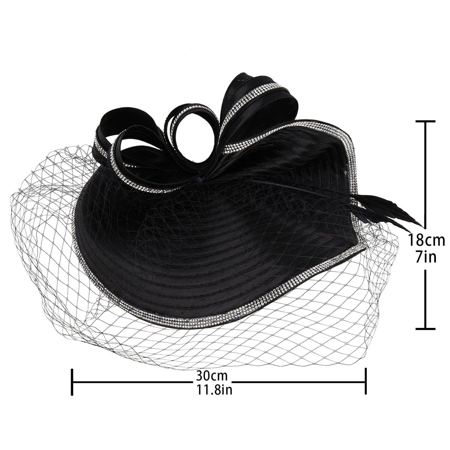Women Diamond-studded Luxurious Banquet Wedding Dance Party Feather Headwear Fascinator Veil Hat Hat jehouze