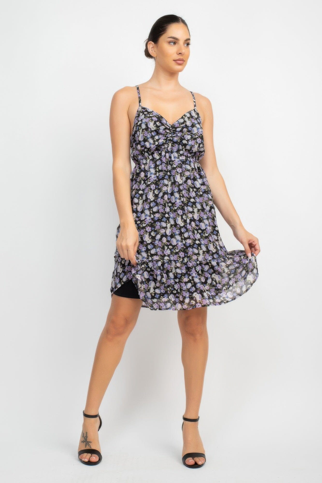 Women Double Strap Back Mini Dress Dresses jehouze Black S