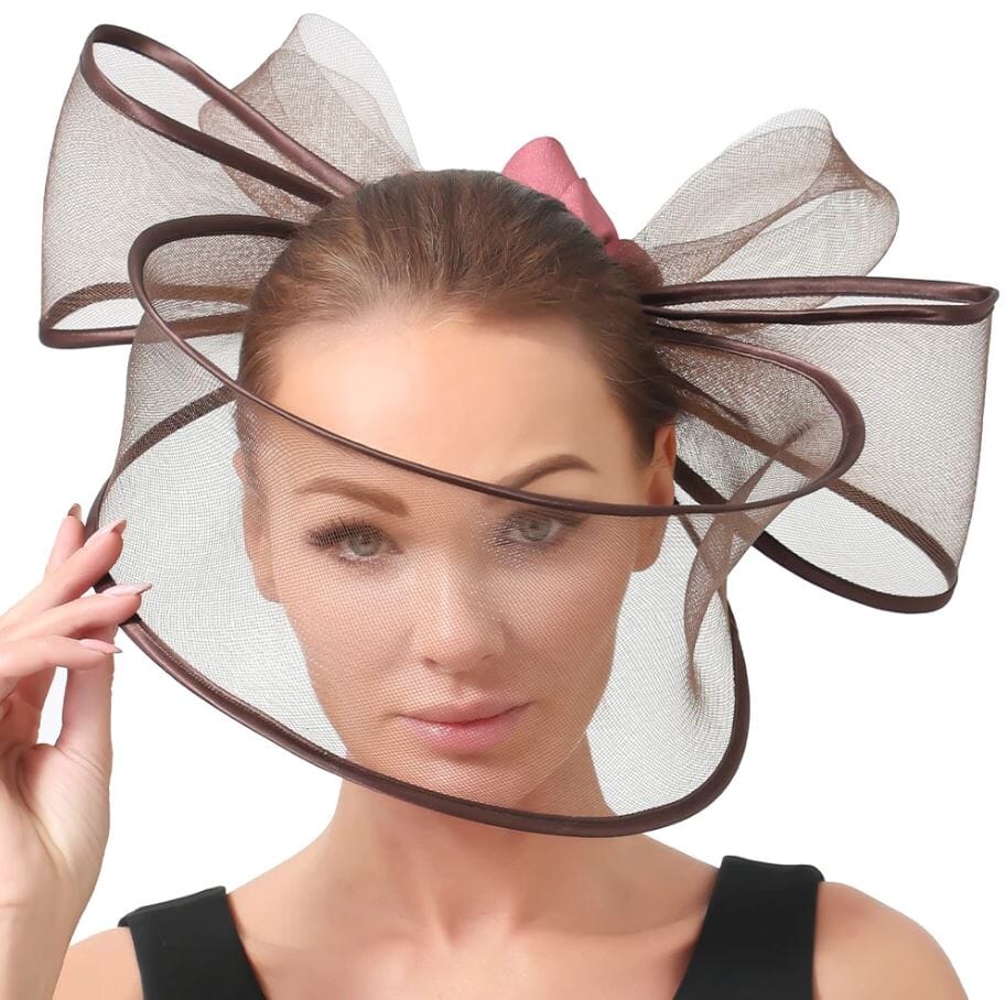 Women Elegant Bridal Church Party Fascinator Hat Hat jehouze Brown