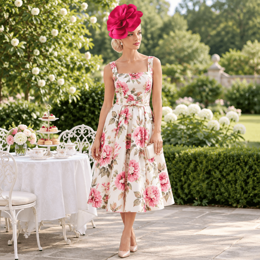 Women Elegant Rose Flower Tea Party Headwear Hat jehouze
