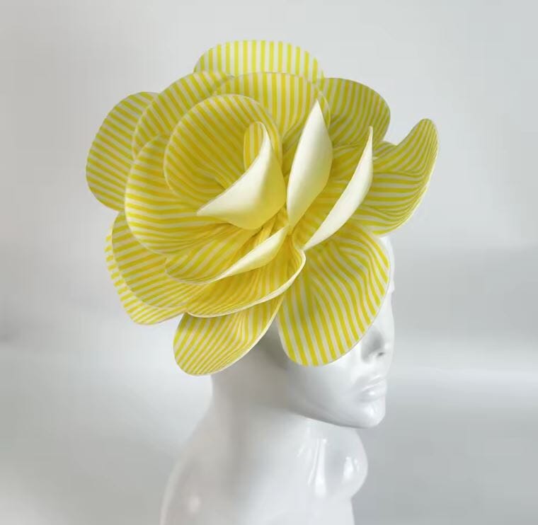 Women Elegant Rose Flower Tea Party Headwear Hat jehouze Yellow1