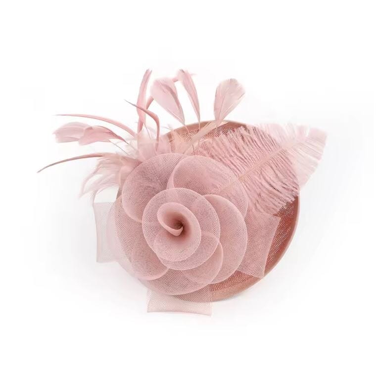 Women Fascinator Cocktail Tea Party Feather Vintage Headwear Fascinators jehouze Luofen Pink