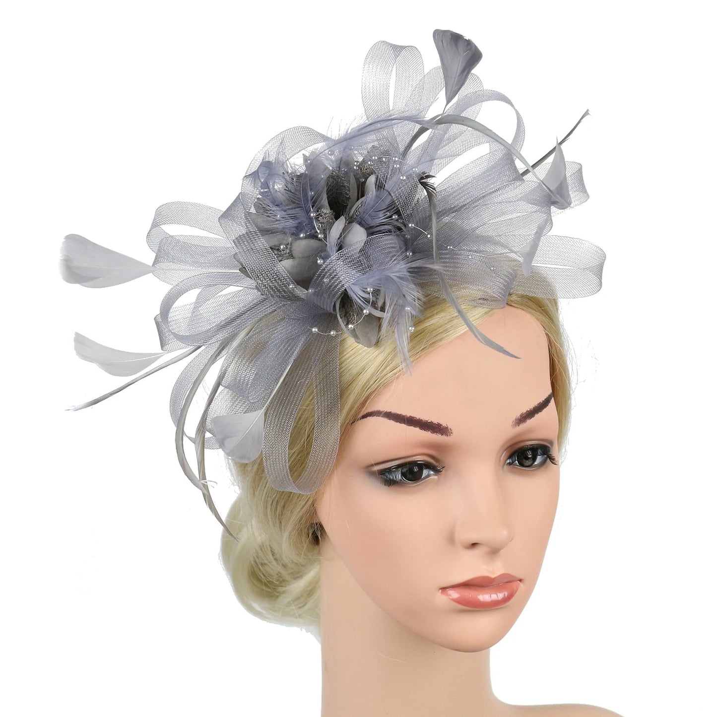 Women Fascinator Cocktail Tea Party Wedding Christmas Gifts Halloween Costumes Hat Hat jehouze Gray